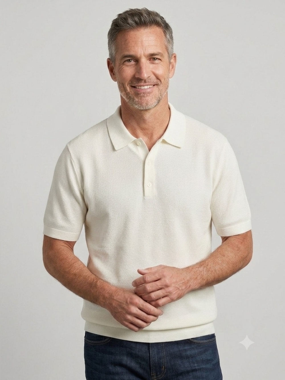 Premium off White Knit Polo - Academy Australian design XL 100% cotton